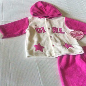 Vintage Rare 2 Piece Hooded Footed Fleece Set
